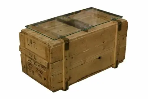 Loungetisch "Weinkiste" mit Glasplatte
